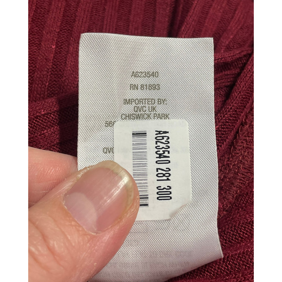 AnyBody Sz 1X Cowl-Neck Dress Drawstring Waist Rib Knit Garnet Red A623540 - Picture 10 of 13